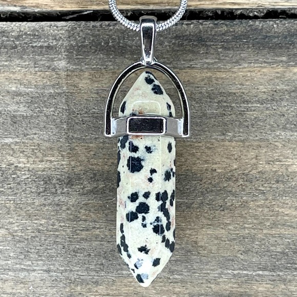 Hand Crafted Jewelry - Dalmatian Jasper Pendant Adjustable Necklace